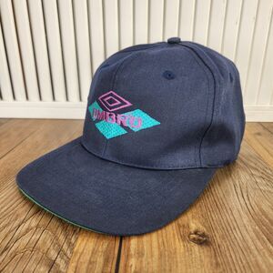VTG Umbro Snapback Hat Cap Navy Blue 90s Logo English Sportswear Football Soccer